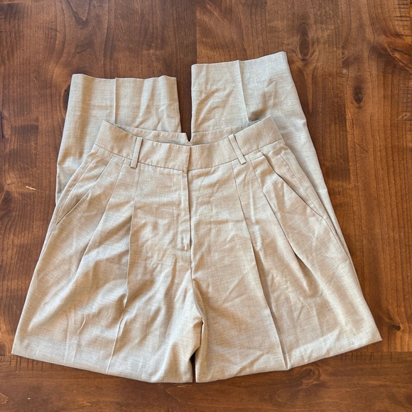 The Frankie Shop Beige Pleated Tailored Trousers Wool Blend Size M - Picture 3 of 8